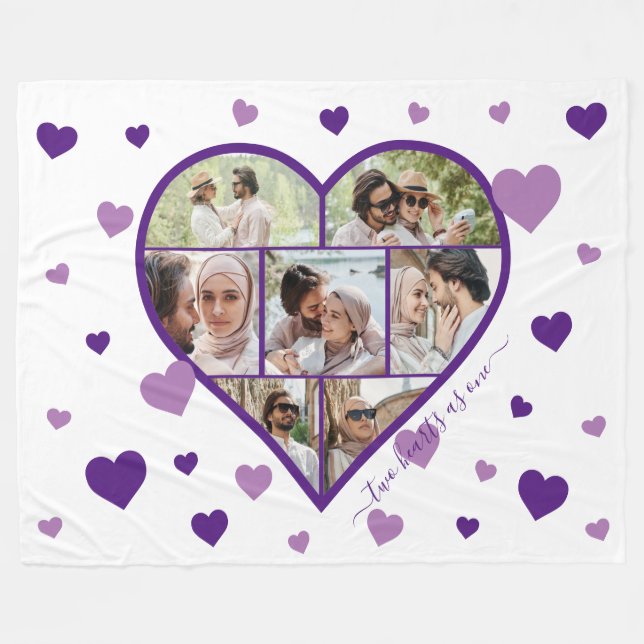 Hearts Photo Collage Fleece Blanket - Horizontal (Front (Horizontal))