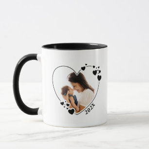 Hearts Photo Frame Mug Black