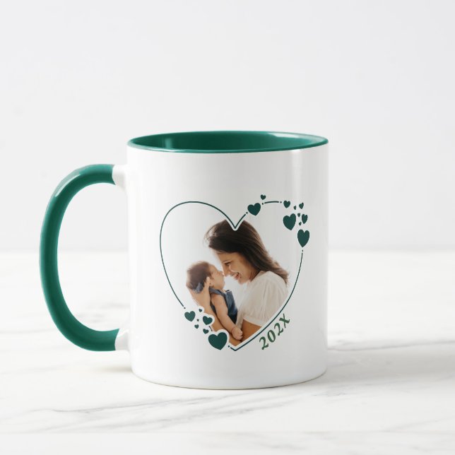 Hearts Photo Frame Mug Hunter Green (Left)