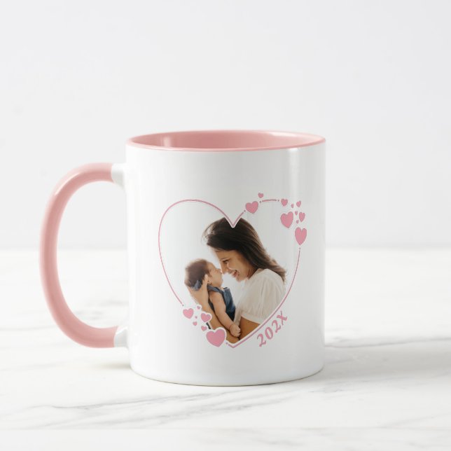 Hearts Photo Frame Mug Pink (Left)