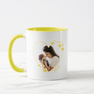 Hearts Photo Frame Mug Yellow