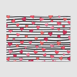 Hearts Pink and Black Colours Pattern Tissue Paper