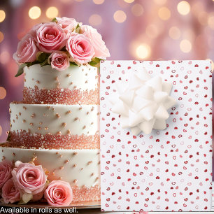 Hearts - Pink Red Ombre on White Wrapping Paper Sheet