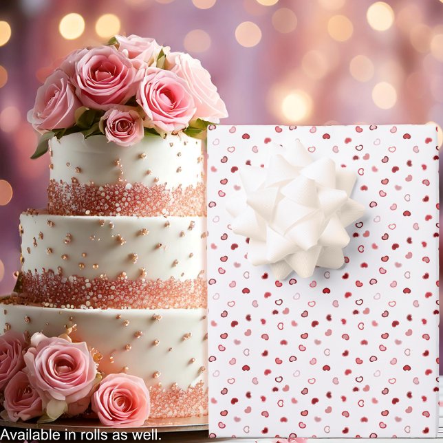 Hearts - Pink Red Ombre on White Wrapping Paper Sheet (Hearts - Pink Red Ombre on White Wrapping Paper Sheets-cake-by Leapfroglisics Shop)