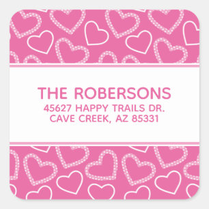 Hearts Pink Return Address Labels