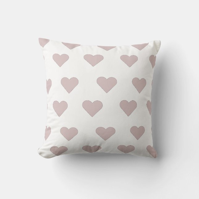 Hearts pink & white cushion (Front)
