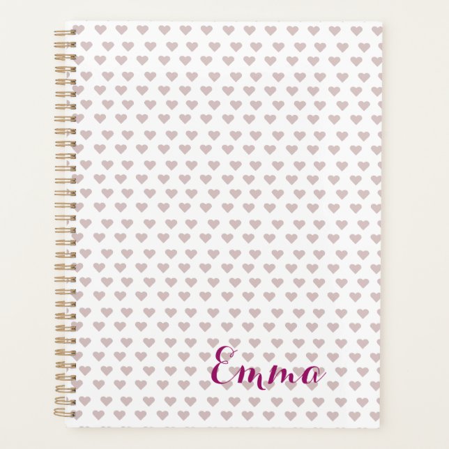 Hearts pink & white planner (Front)