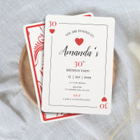 Hearts Playing Card 30th Birthday Invitation