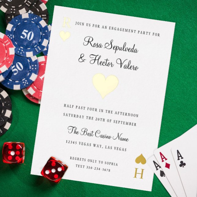 Hearts Playing Card Engagement Party Gold (Creator Uploaded)