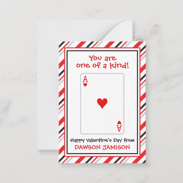 Hearts Playing Card Valentine's Classroom Cards (Front)