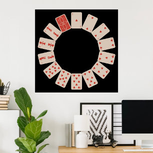 Hearts Playing Cards Circle Poster