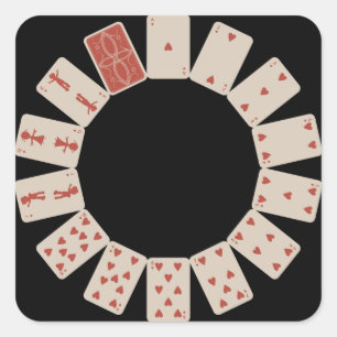 Hearts Playing Cards Circle Square Sticker