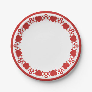 Hearts & Polka Dots Red & White Wedding Love Paper Plate