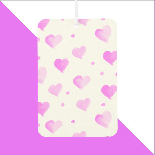Hearts Polka Dots Watercolor Pink Pattern Car Air Freshener