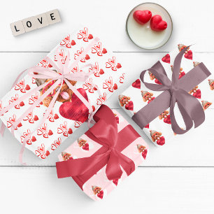 Hearts Poodle Dog Lover Valentines Gift Wrapping Paper Sheet