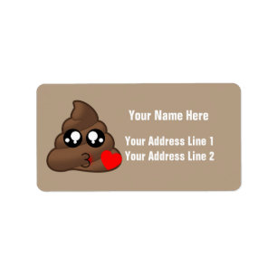Hearts & Poop Emojis Label