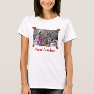 Hearts Proud Grandma Personalise Photo Make Your T-Shirt