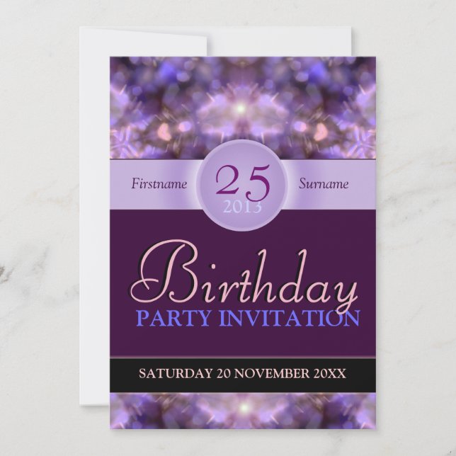 Hearts Purple Dreams Birthday Party Invitation (Front)