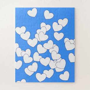 Hearts Puzzle Blue And White