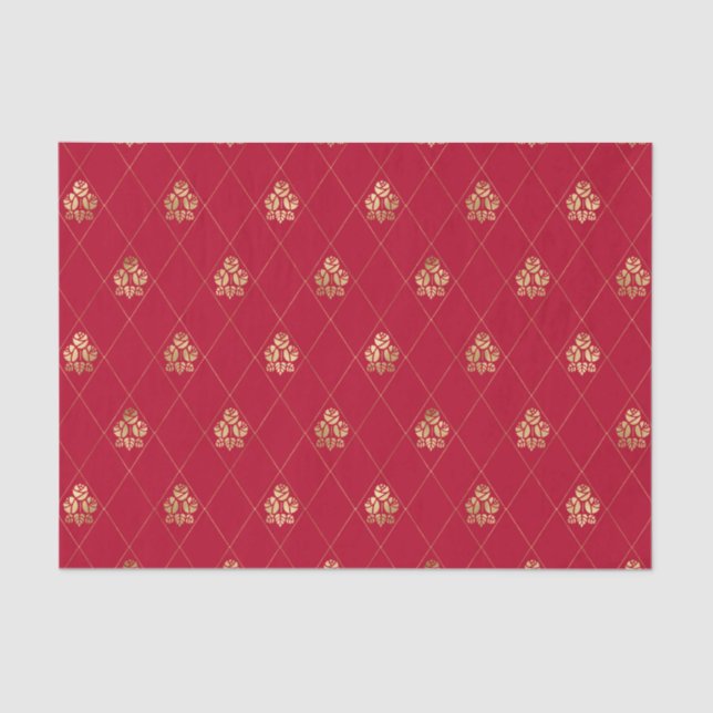 Hearts Queen Wonderland Alice Red Tissue Paper (Front)