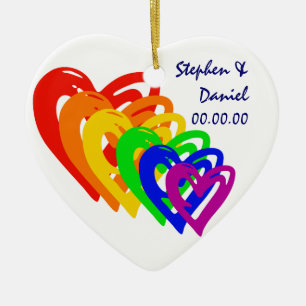 Hearts Rainbow Ceramic Tree Decoration