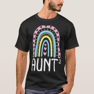 Hearts Rainbow Happy Uncle Aunt Of 2 Boys Girls Ni T-Shirt