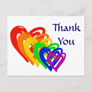 Hearts Rainbow Thank You Card