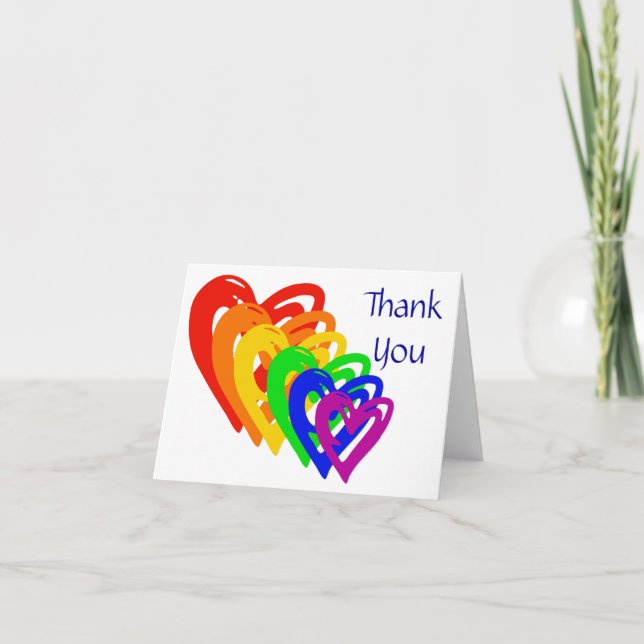 Hearts Rainbow Thank You Card (Front)