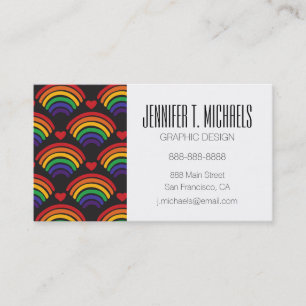 Hearts & Rainbows Pattern Business Card