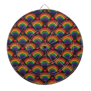 Hearts & Rainbows Pattern Dartboard