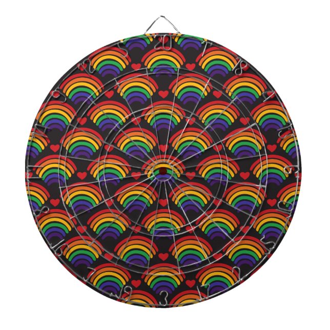 Hearts & Rainbows Pattern Dartboard (Front)
