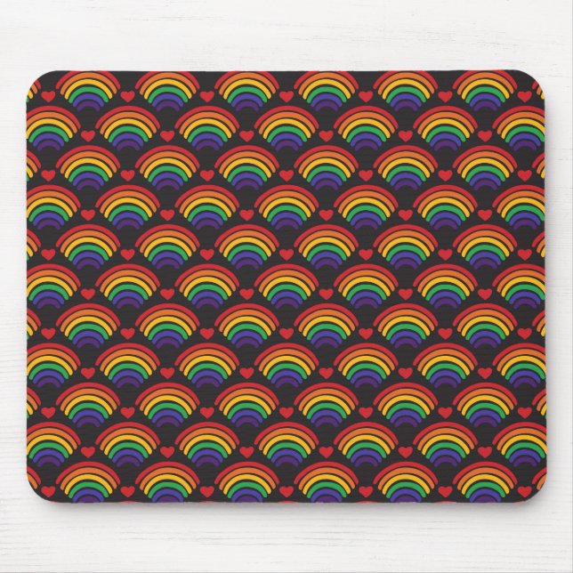 Hearts & Rainbows Pattern Mouse Mat (Front)
