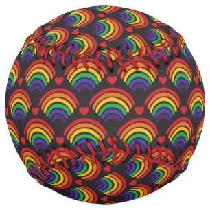 Hearts & Rainbows Pattern Softball