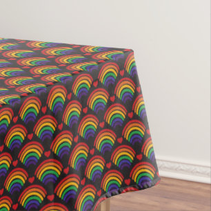 Hearts & Rainbows Pattern Tablecloth