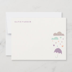 Hearts & Raindrops Stationery - Plum Card
