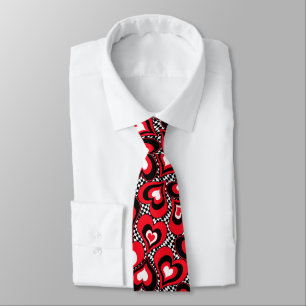Hearts, red, black, white tie