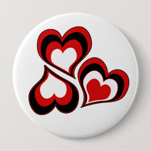 Hearts, red, black, white, Valentine's day . 10 Cm Round Badge