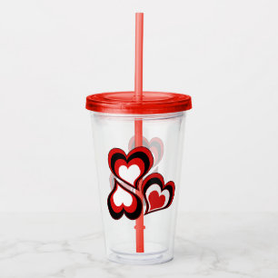 Hearts, red, black, white, Valentine's day . Acrylic Tumbler
