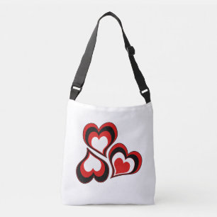 Hearts, red, black, white, Valentine's day . Crossbody Bag