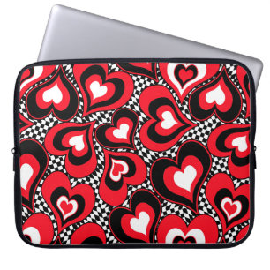 Hearts, red, black, white, Valentine's day . Laptop Sleeve