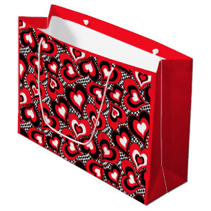 Hearts, red, black, white, Valentine's day . Large Large Gift Bag