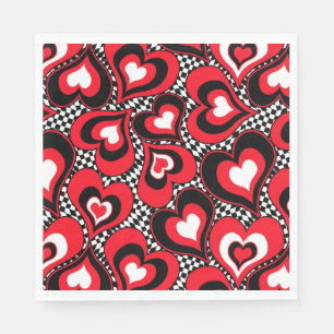 Hearts, red, black, white, Valentine's day . Napkin