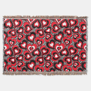 Hearts, red, black, white, Valentine's day . Throw Blanket