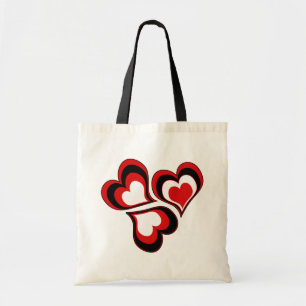 Hearts, red, black, white, Valentine's day . Tote Bag