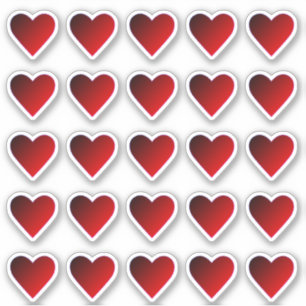 Hearts Red Burgundy Ombre Custom-Cut Vinyl Sticker