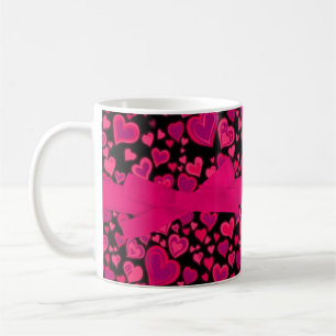 Hearts red pink black mug