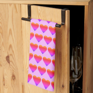 Hearts Red Pink Valentine's Day Love 4Ann Tea Towel