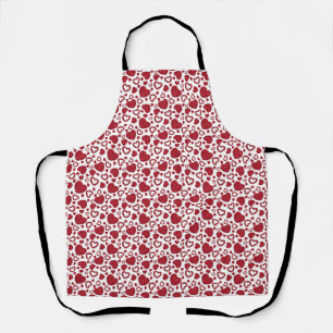 Hearts Red Roses Pattern Minimalist Valentine's Apron