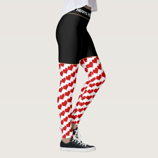Hearts Red & White - trendy Love / Retro fashion Leggings (Right)