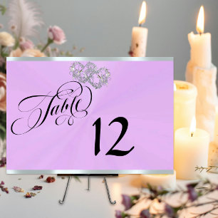 Hearts & Ribbon - Lavender/Silver Table Number